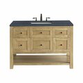 James Martin Vanities Breckenridge 48in Single Vanity, Light Natural Oak w/ 3 CM Charcoal Soapstone Top 330-V48-LNO-3CSP